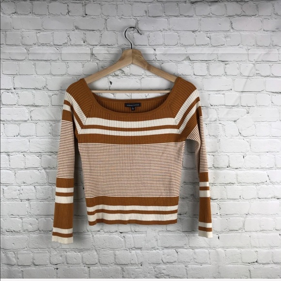 Kendall & Kylie Tops - Kendall & Kylie knit crop top mustard yellow white